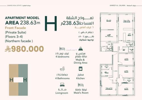 6 bedroom apartment in Al Salamah 2