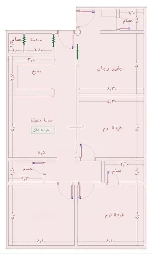 شقة 4 غرف في الجامعة 7