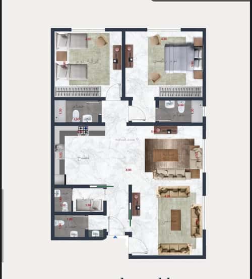 3 bedroom apartment in Al Zahra 2