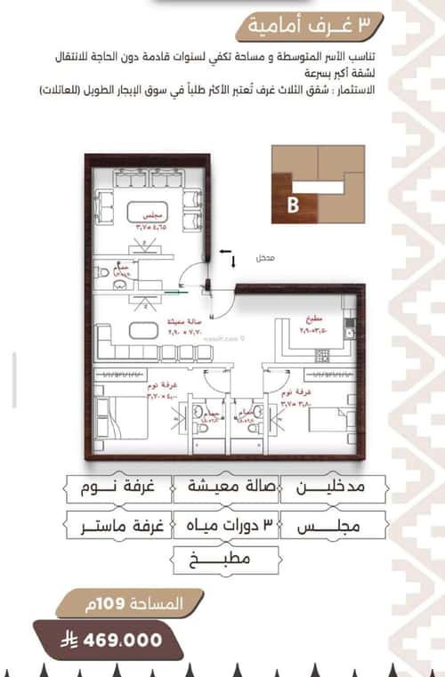 3 bedroom apartment in Al Naeem 2