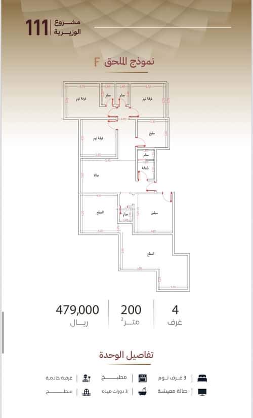 3 bedroom apartment in Madaen Al Fahd, Jeddah 4