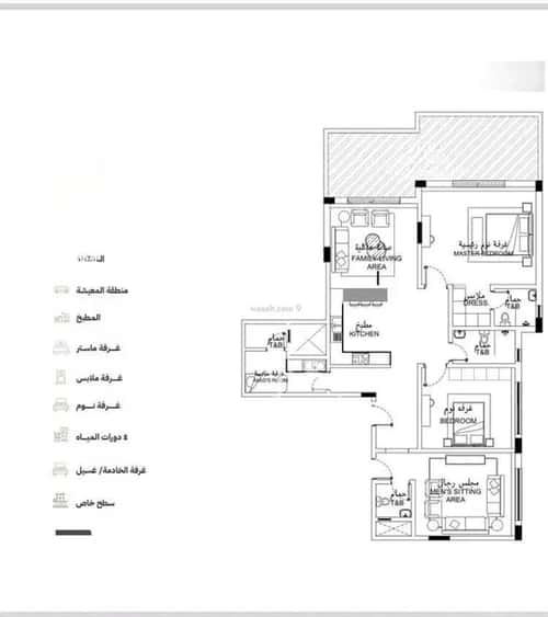 3 bedroom apartment in Al Muntazah 2