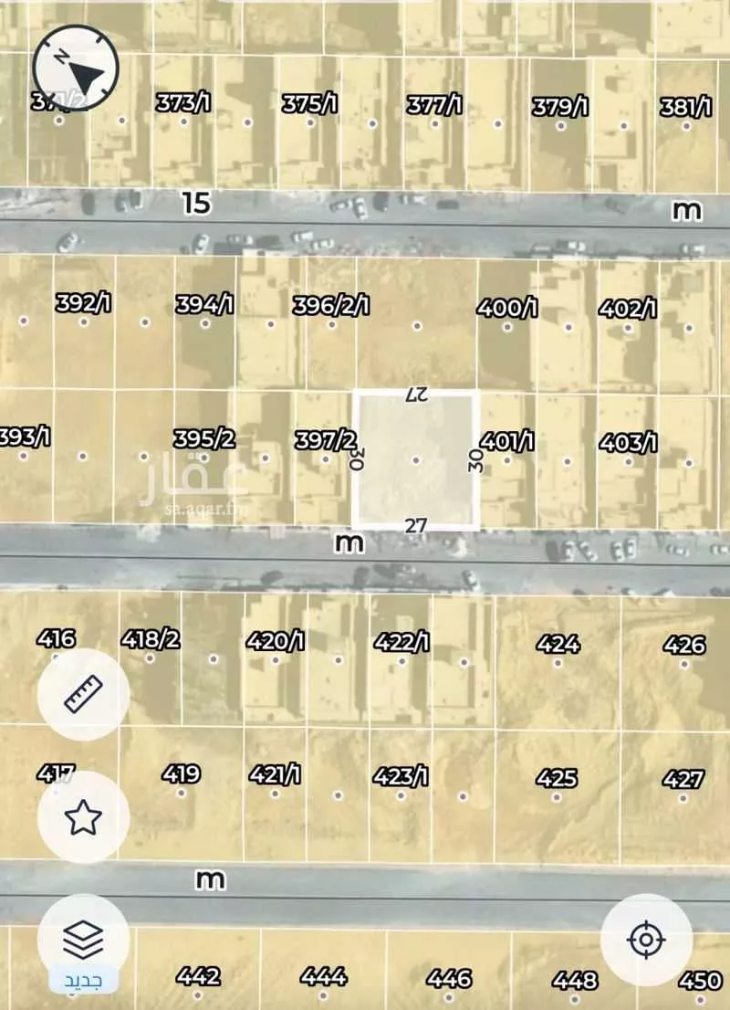 أرض 405 م² في الشرق 3