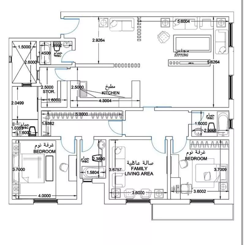 شقة 3 غرف في قرطبة 9
