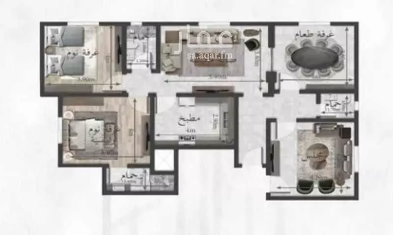 شقة 4 غرف في الواحة 3