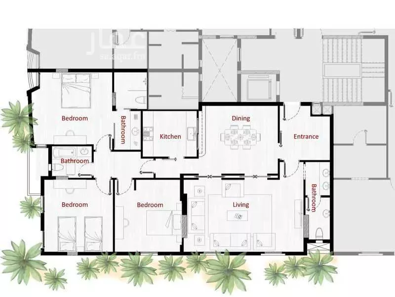 شقة 3 غرف في الزهراء 27