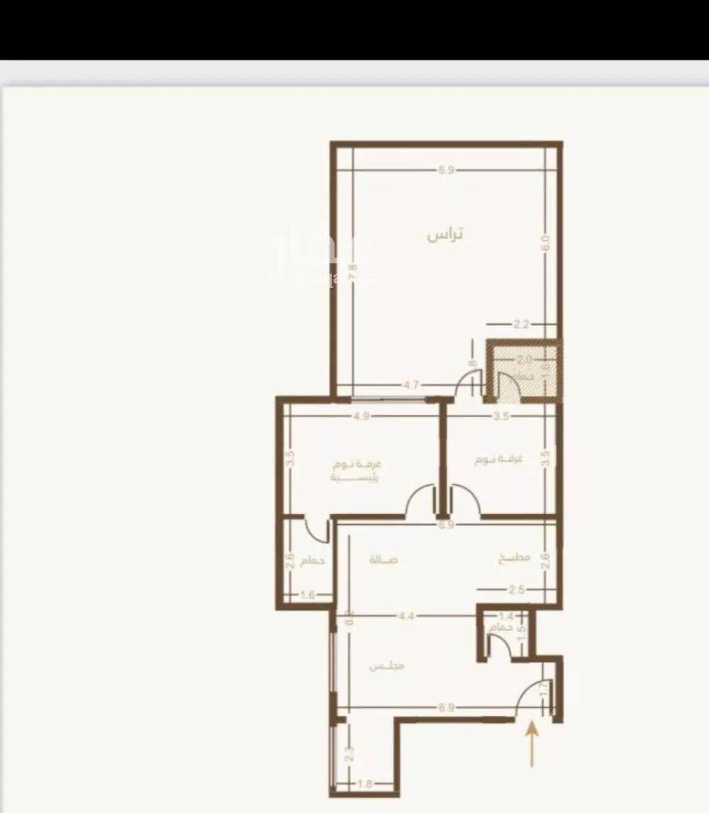 شقة 2 غرف في الملقا 2