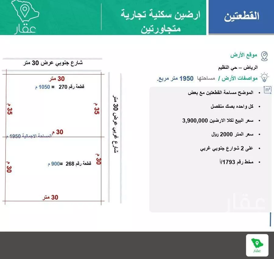 900 sqm land in An Nadhim 3