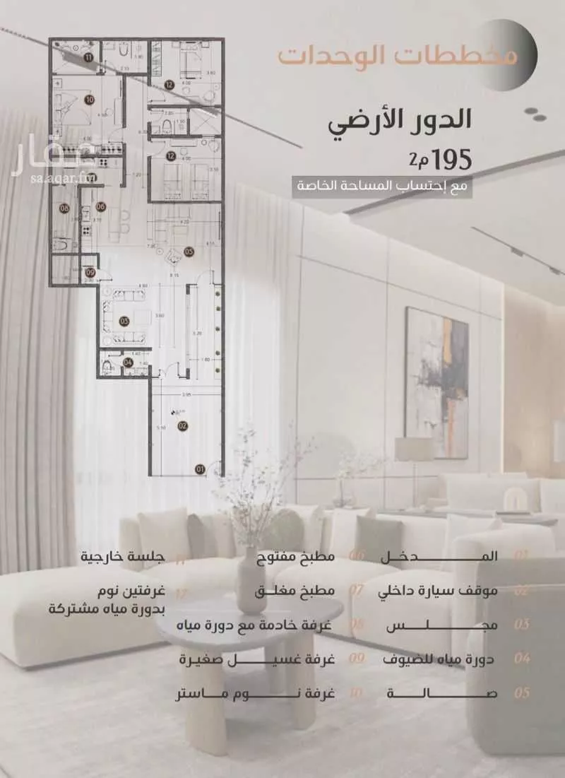 دور 3 غرف في المروج 7