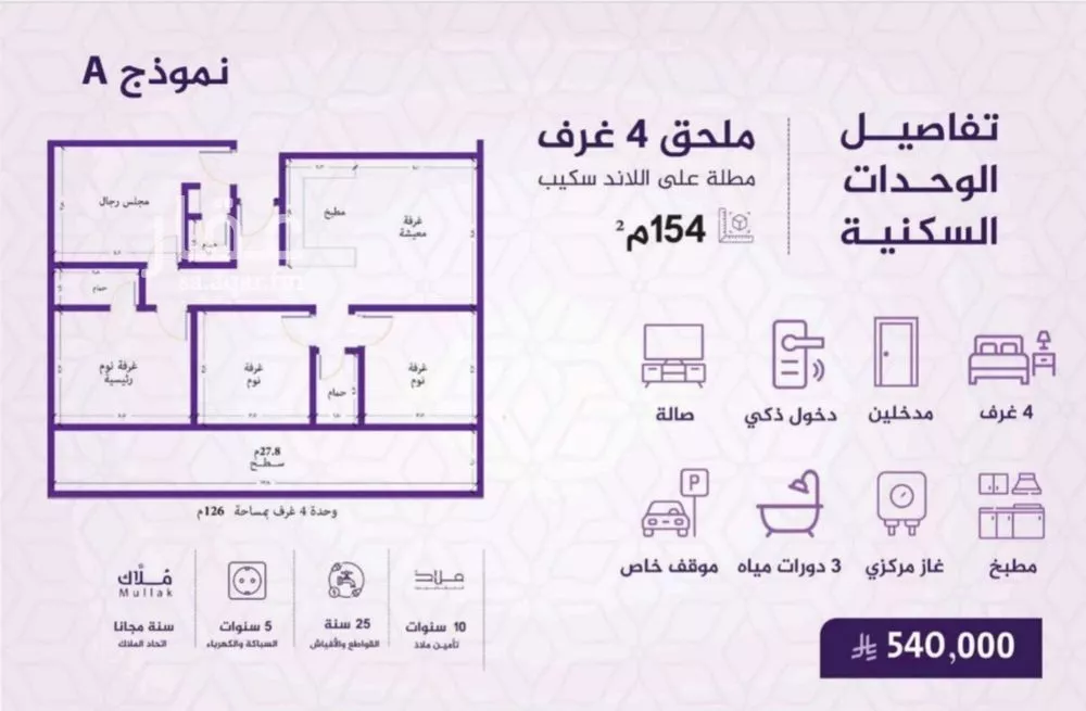 شقة 4 غرف في الفيحاء 4