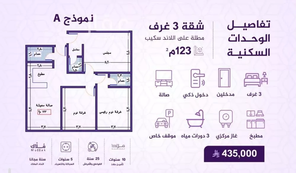 شقة 3 غرف في الفيحاء 2