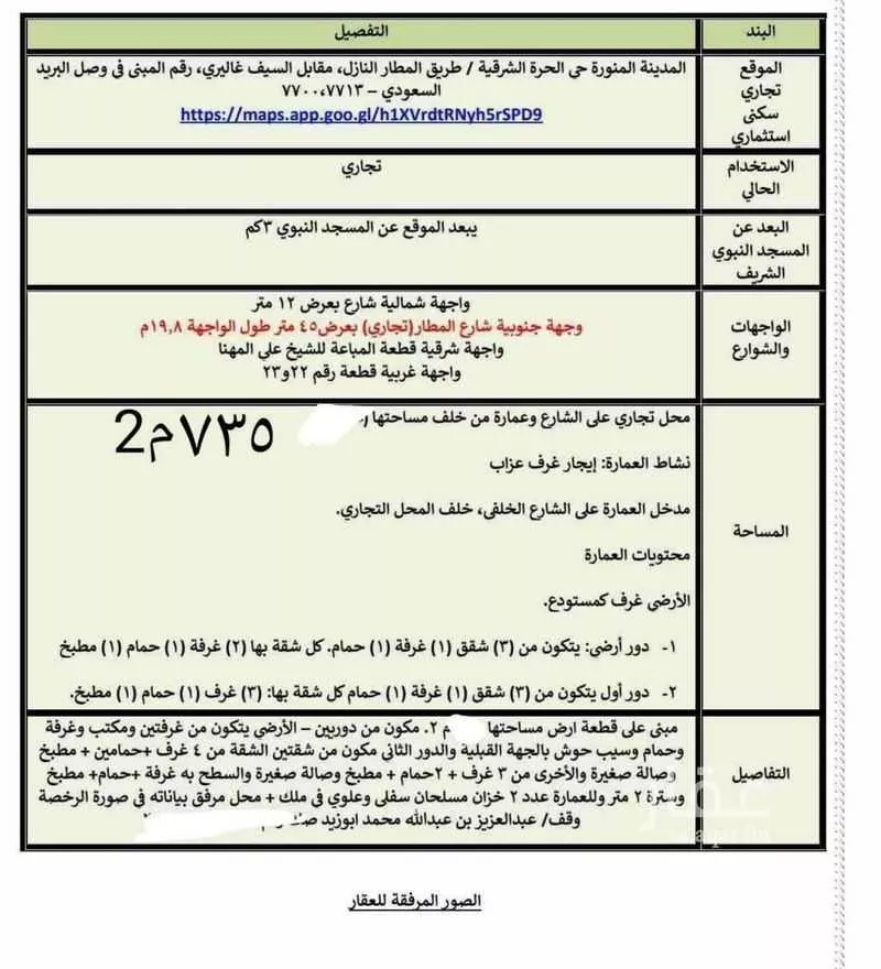 محل 735 م² في بنى حارثة 2