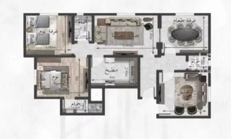 شقة 4 غرف في الواحة 10