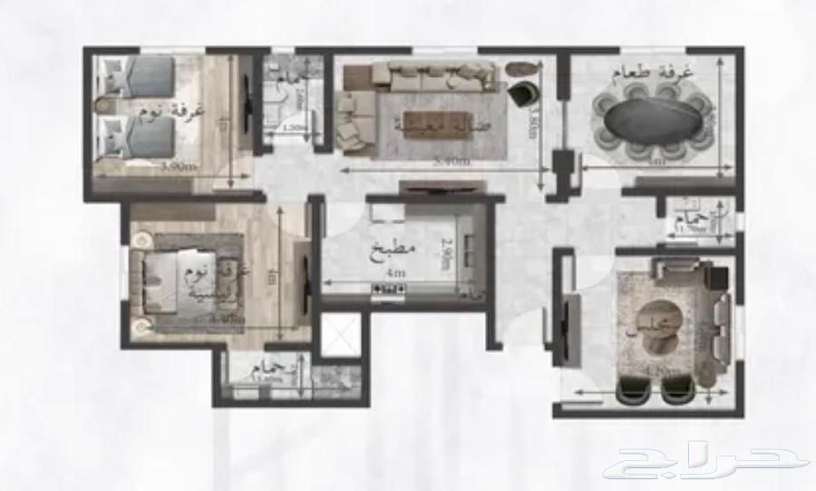 شقة 4 غرف في الواحة 13