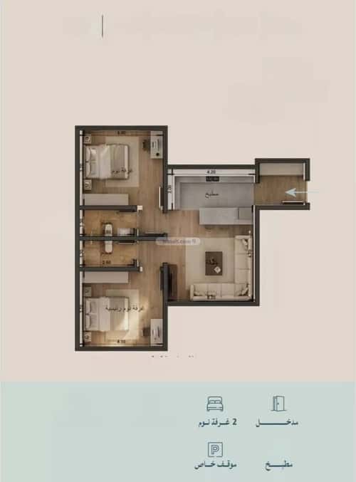 شقة 2 غرف في الياقوت 2