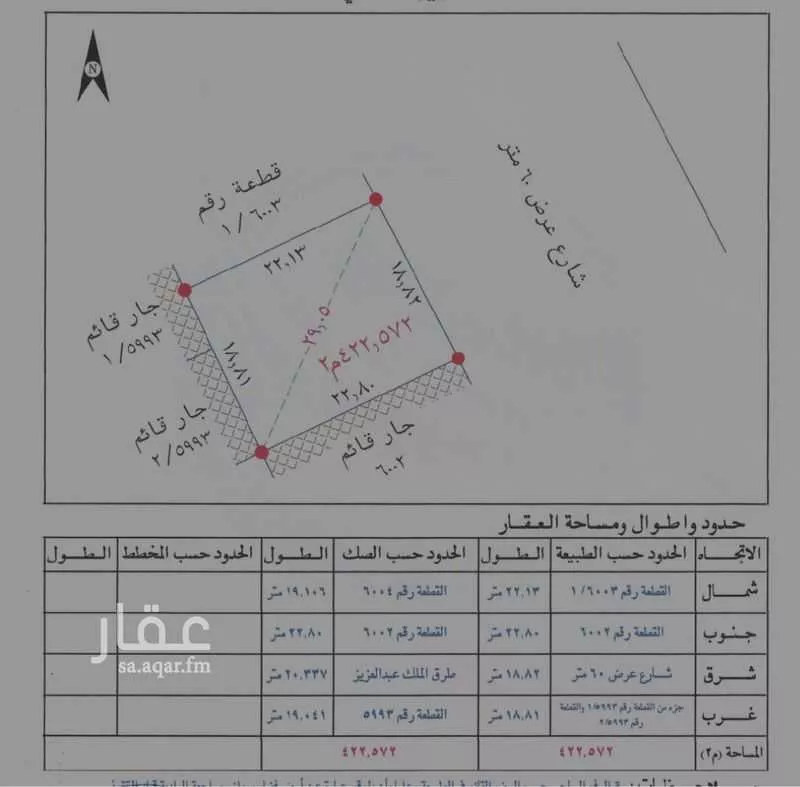 أرض 422 م² في الياسمين 3