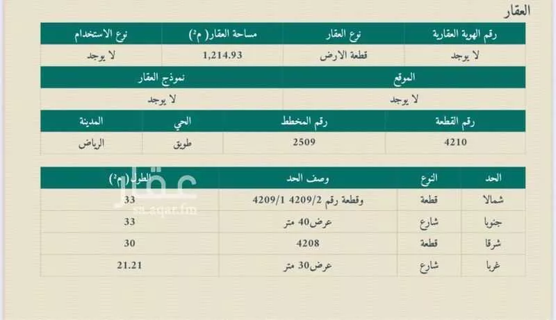 1214 sqm land in Tuwaiq 2