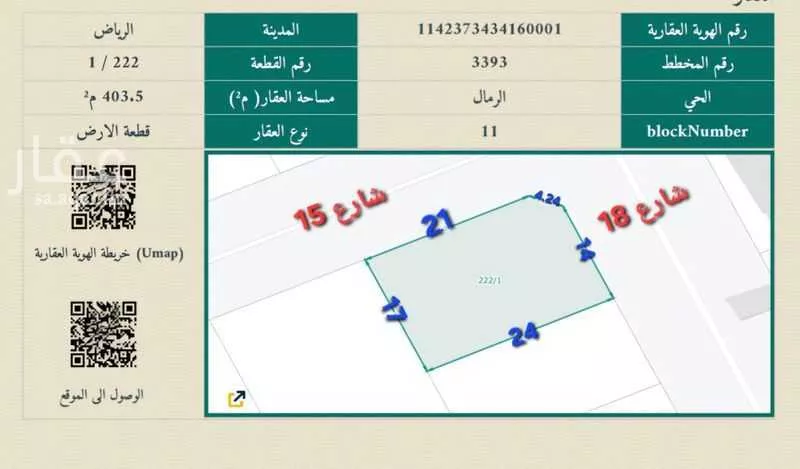 403 sqm land in Al Rimal 3