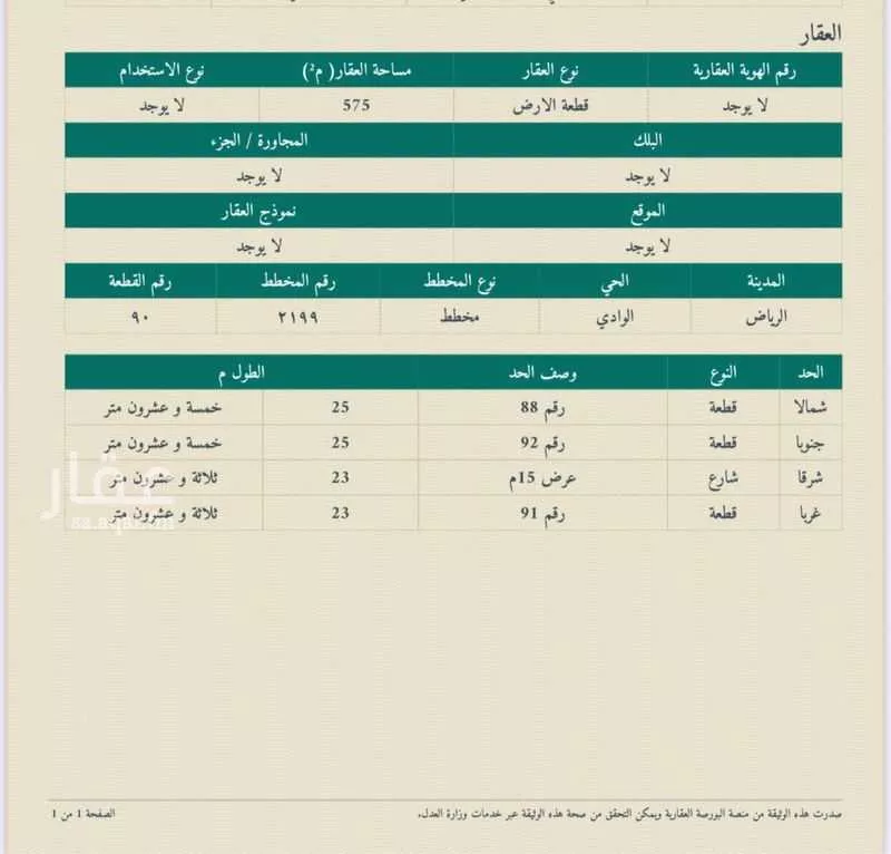 575 sqm land in Al Wadi 3