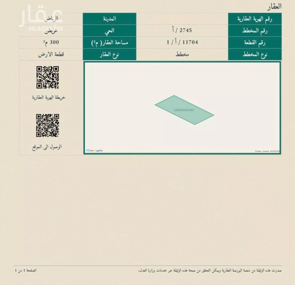 أرض 300 م² في عريض 2