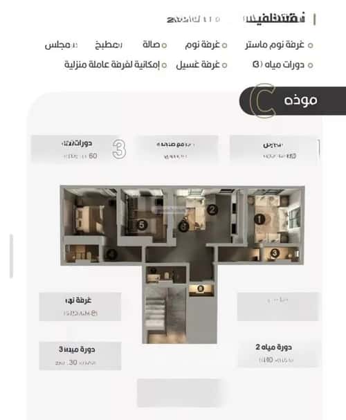 شقة 3 غرف في النعيم 2