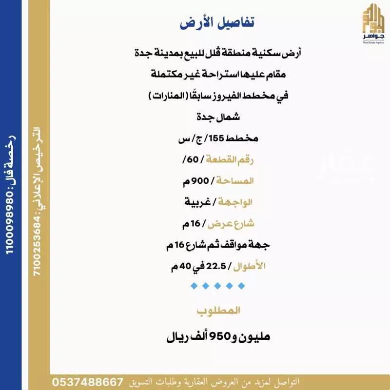 900 sqm land in Al Sawari 9