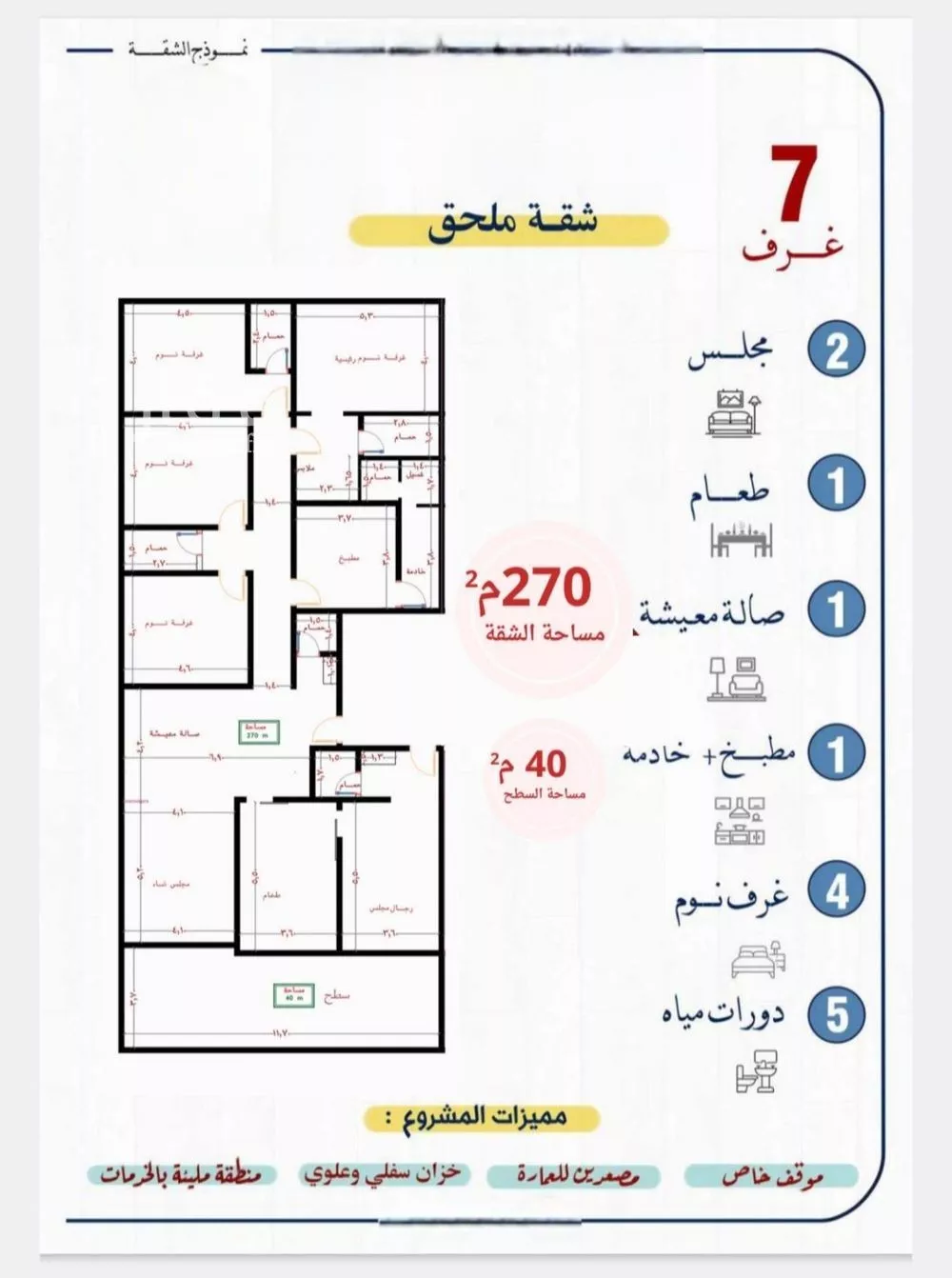 شقة 7 غرف في النزهة 2