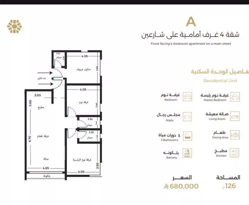 4 bedroom apartment in Al Salamah 3