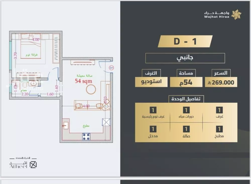 شقة 1 غرف في النعيم 3
