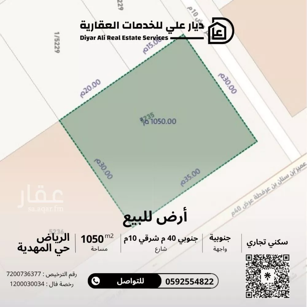 1050 sqm land in Al Mahdiyyah 2