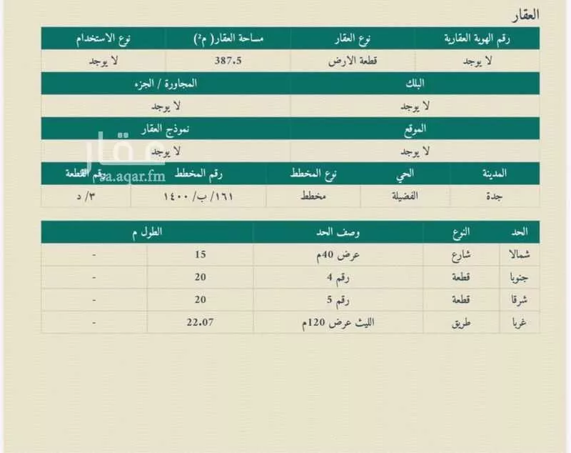387 sqm land in Al Fadeylah 5