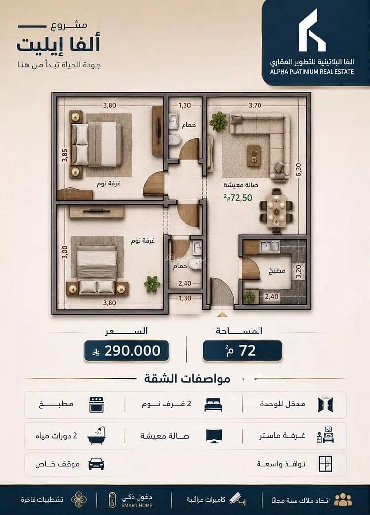 2 bedroom apartment in Al Bawadi, Jeddah 2