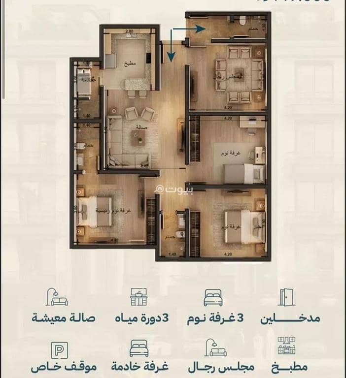 4 bedroom apartment in Al Amwaj, Jeddah 8