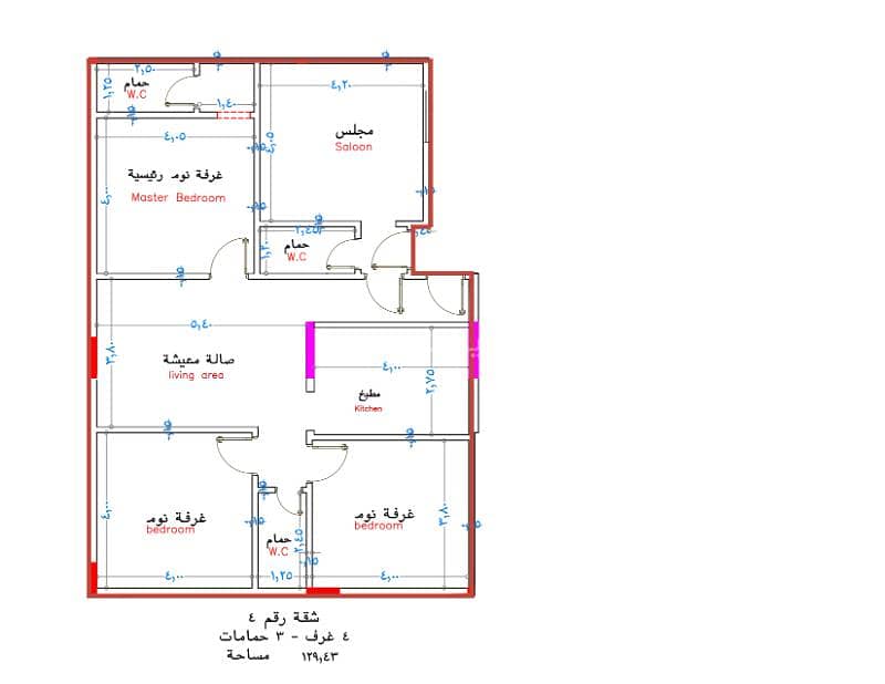 شقة 4 غرف في أبرق الرغامة، جدة